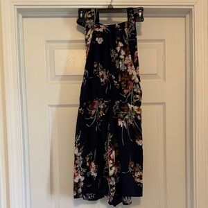 Navy Floral Halter Romper